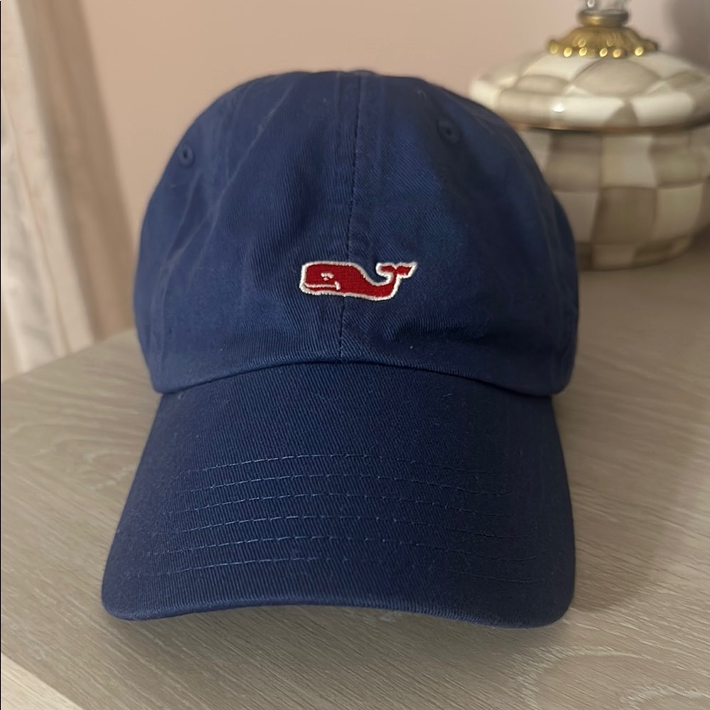 Vineyard Vines Blue Baseball Cap with Red Whale Logo NWOT